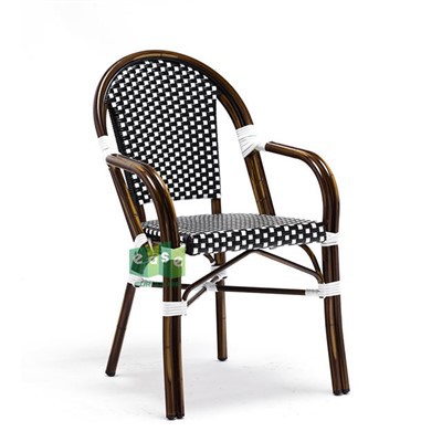 আউটডোর বিস্ট্রো চেয়ার কালো এবং সাদা বেত